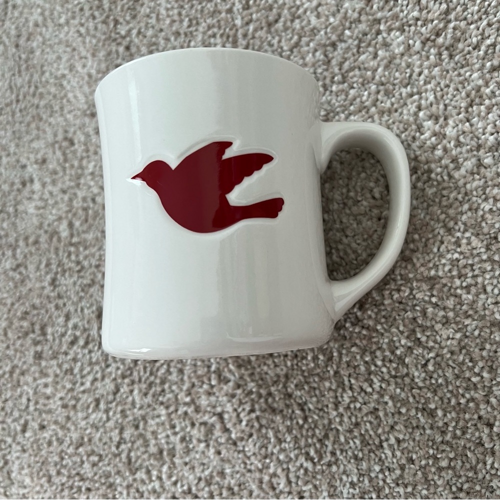 Starbucks 2008 Red Embossed Dove Peace Mug - 12oz